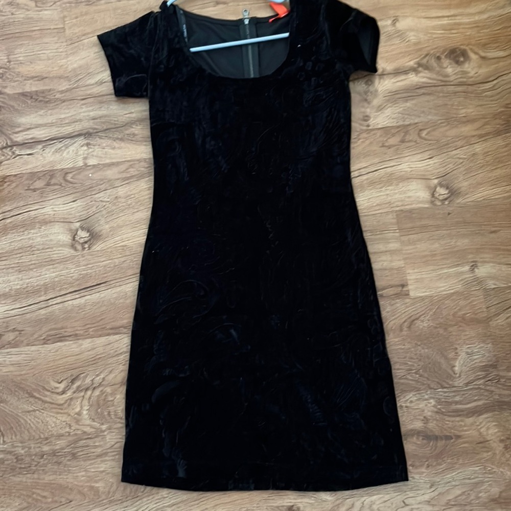 Black velvet mini dress